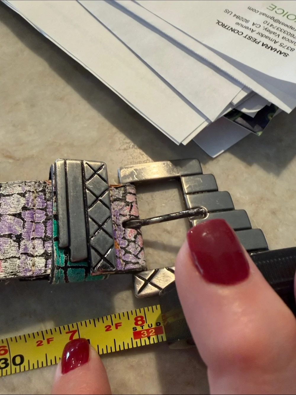 Multicolor Textured Women's Belt with Statement Gunmetal Buckle
